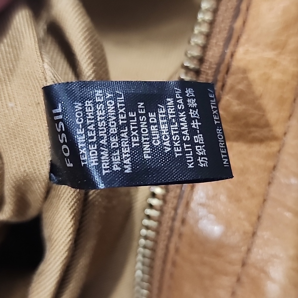 Fossil Maya hobo canvass cow hide leater trim bag - Picture 9 of 9